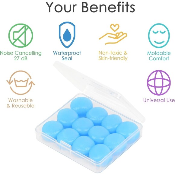 6 Pair Juju Silicone Ear Plugs Sleeping Earplugs Noise Cancelling Sleep Swimming - Picture 2 of 7